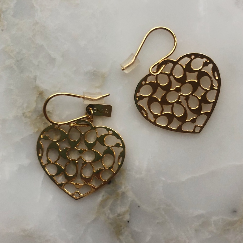 Coach Heart Gold Earrings